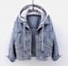 Women's Short Fashion Large Pocket Jacket Casual Top Hooded Denim Jacket_mkmklike.com