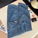 Women's Clothing Women's High-Waisted Straight Leg Jeans Blue Floral And Rhinestone Embroidery Retro Wide Leg Design For Spring And Autumn_mkmklike.com