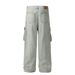 Heavy Craftsmanship Vintage Washed Denim Cargo Trendy Brand High Street Men's Design Sense Wrinkled Loose Wide-Leg Pants_mkmklike.com