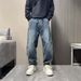 Men's Clothing High Street American Retro Washed Distressed Jeans Vintage Washed Distressed Denim Jeans - Relaxed Straight Leg Retro Streetwear Style_mkmklike.com