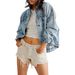 Women's Loose Fitting Fashionable Denim Jacket Autumn Winter Stylish Retro Coats_mkmklike.com