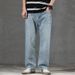 New Spring Jeans Men's Harlan Loose Trendy Brand American Retro Washing Double Craft Medium Waist Large Size Youth Embroidery_mkmklike.com
