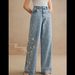 Women's Fashion Casual Embroidered Wide Leg Stretch Jeans Label Printed Simple Versatile European American Style_mkmklike.com