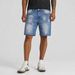 Laike Men's Ripped Denim Shorts Mid-Length Straight Leg Summer Thin Trendy Studded Cross Border American Style_mkmklike.com