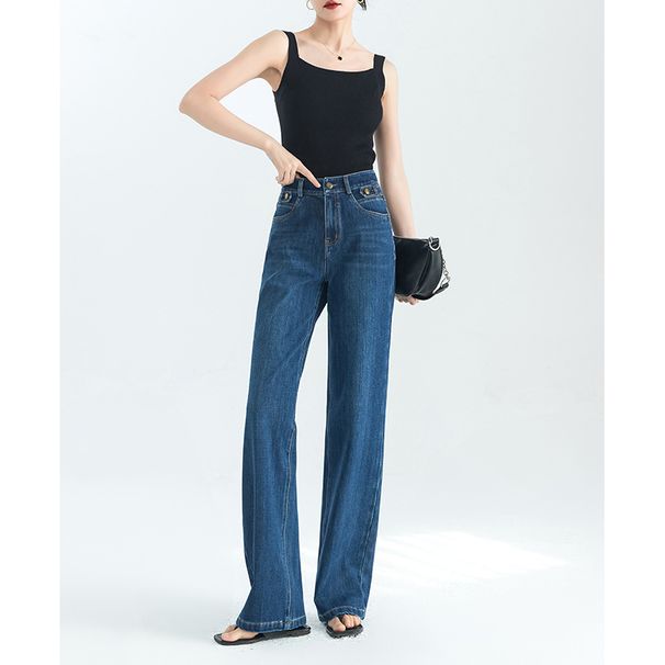 Women's Clothing High-Quality Stretch Denim Jeans For Women - Straight Leg, High Waist, Flattering & Versatile Trousers_mkmklike.com