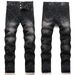 Men's Slim Fit Black Denim Pants Trendy Brand New Pearl Embellished Heavy Duty Individualistic Street Style_mkmklike.com
