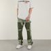 Men's Heavy Industry Washed Jeans Retro Lumberjack Splicing Bell Bottoms Trendy Vibe American High Street Style_mkmklike.com