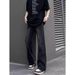 Men's Black Flared Jeans – Stretch Denim With Drawstring Waist & Fleece Lining (Gradient Black/Faded Black)_mkmklike.com