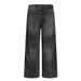 American Gradient Washed White Jeans Punk Distressed Loose Wide-Leg Straight Long Pants Men's Trend_mkmklike.com