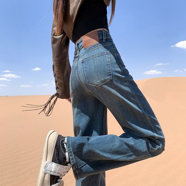 High-waisted Narrow Wide-leg Jeans For Women, Spring 2026 New Fashion, Floor-length, Loose, Slimming, Straight-leg Pants_mkmklike.com
