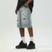 Men's Clothing Light Colored Ripped Denim Shorts Men's Summer New Style Washed Distressed Loose Five Point Denim Casual Pants_mkmklike.com