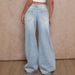 Women's Clothing Low Waist Wide Leg Pants Retro Washed Blue Slim Pants Spring_mkmklike.com