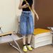 High Waisted Cropped Jeans Women's plus Size Stylish Design Loose Fit Slimming Straight Leg Wide Leg mid Length New Summer 2026 Style_mkmklike.com