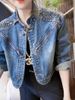 Chicco European Style Rhinestone Embellished Early Women's New Denim Short Jacket Spring And Autumn Feel Super Beautiful_mkmklike.com