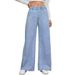 Women's Light Blue Distressed High-Waisted Jeans – Summer Loose Fit Cotton Straight-Leg Pants (S-3XL)_mkmklike.com