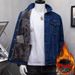 Pulse Pulse Men's Denim Jacket With Multiple Pockets, Versatile, Winter Fleece-Lined, Thickened, Wear-Resistant, Loose Fit, European_mkmklike.com