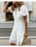 Women's lace hip-covering short-sleeved dress_mkmklike.com