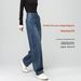 Fleece-lined Thickened Wide-leg Curved Jeans Plus-size, Petite Women, Autumn And Winter Thick Pants For Women_mkmklike.com