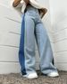 Women's Clothing Vintage-Inspired Wide-Leg Jeans With Contrast Side Seam & Fringe Details – Retro High Waist Flared Pants For Women, Boho Chic Denim_mkmklike.com