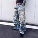 Men's Clothing Distressed Hand Painted Graffiti 3D Print Loose Straight Leg Jeans Unisex Baby Denim King American Style_mkmklike.com