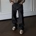 Men's American Style Heavyweight Washed Loose Fitting Raw Denim Straight Leg Jeans Trendy Casual Trousers For Wholesale_mkmklike.com