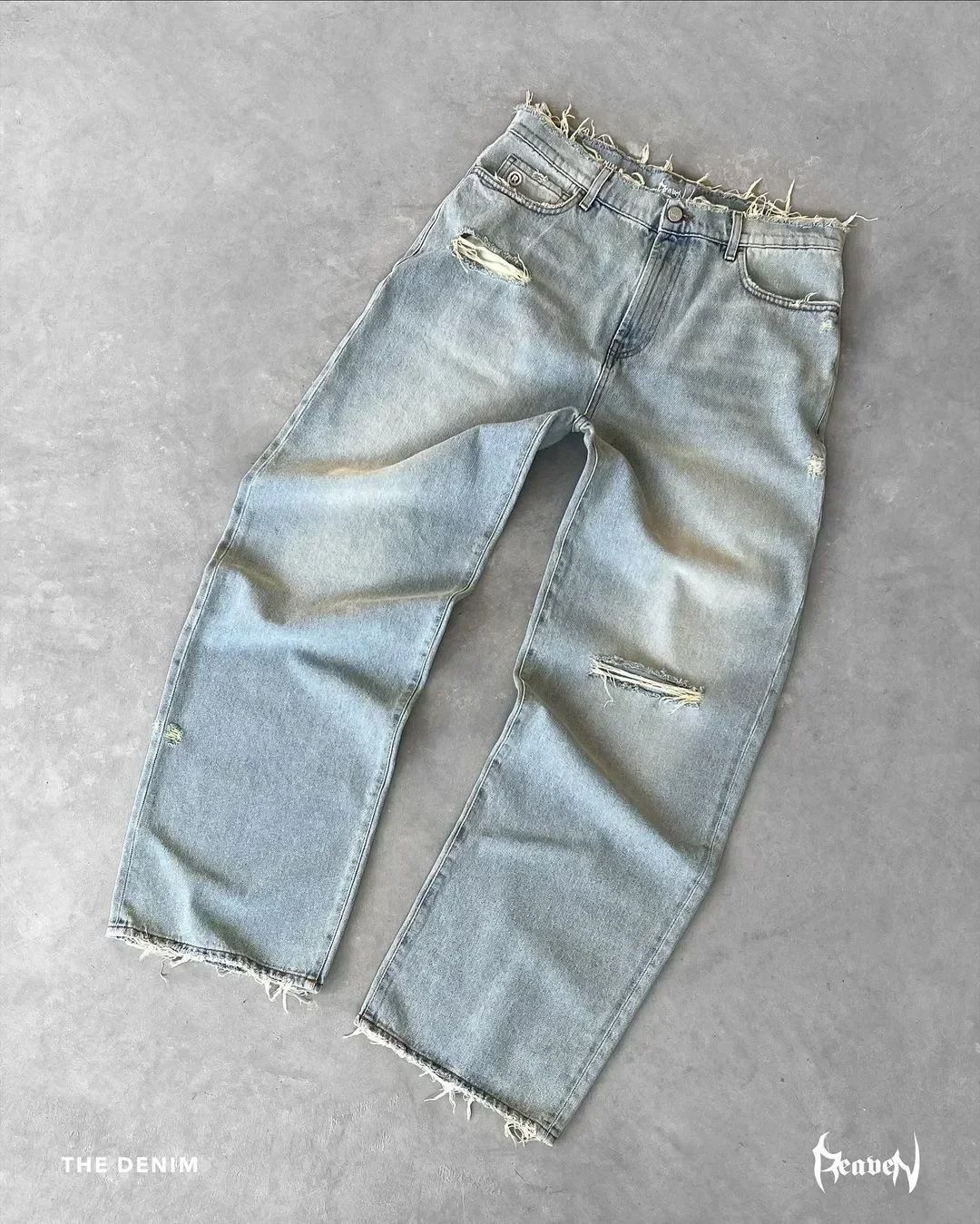 Washed And Old Ripped Solid Color Jeans, The Same Style For Men And Women, Street Fashion And Leisure_mkmklike.com