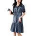 2025 Plus Size Women's Summer New Fashionable Loose Feeling, Age Reducing, Light Luxury Temperament Denim Dress_mkmklike.com