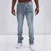 Men's Slim Fit Patchwork Jeans – Distressed Denim With Embroidery & Raw Hem (28-42, Stretch Cotton, Vintage Wash, Skinny Leg, Streetwear Essential)_mkmklike.com