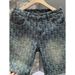 Vintage Washed Floral Printed Denim Shorts For Men, Loose Fit Straight Leg 5-Pocket Mid-Thigh Casual Shorts_mkmklike.com