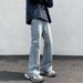 Nordmann American Style Black Jeans For Men With Distressed Edges, Casual Pants, New Loose Straight-Leg Patchwork_mkmklike.com
