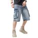 European And American Multi-pocket Trendy Jeans Loose And Fat Plus Size Medium Pants Men's Trendy Hip-hop Skateboard 5 Points_mkmklike.com