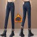 2026 Fall/Winter New Style Fleece-Lined Warm Slim-Fit Pants High-Waisted Slimming Thick Stretchy Versatile Women's Denim_mkmklike.com