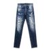 Men's Ripped Skinny Jeans High Street Fashion Trendy Distressed Washed Embroidered Patchwork Slim Fit Jeans American Style_mkmklike.com