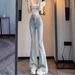 American Retro Light-colored Flared Jeans For Women, 2025 Autumn And Winter New Style, High-waisted, Hip-lifting,_mkmklike.com