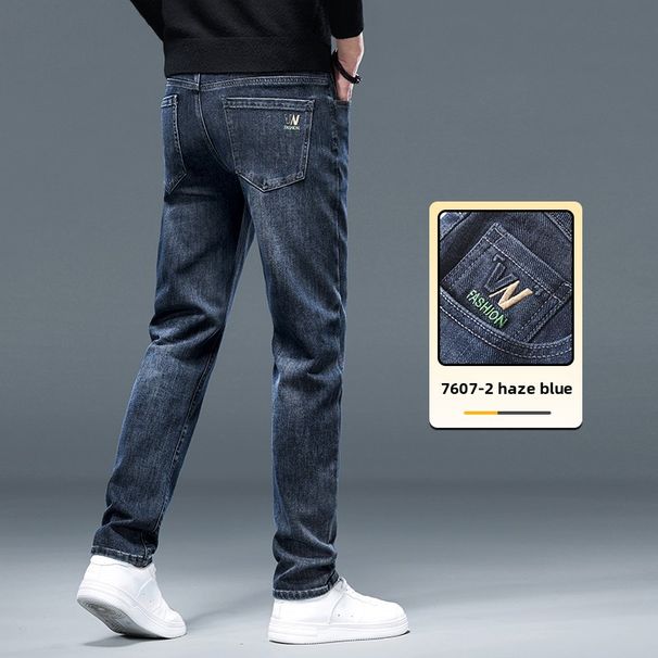 Jeans Men's Slim-Fit Straight Pants Stretch Washed Casual Pants_mkmklike.com
