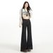 6313#American-style Denim Flared Jeans For Women, Dark Blue, Non-tight-fitting, Casual Straight-leg Bell-bottom Pants_mkmklike.com