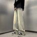Nordmann Vintage Frayed Hem Jeans Men Straight Loose Fit Casual Pants Autumn Winter Trendy American Style Versatile Wide Leg_mkmklike.com