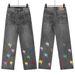 Amxn Nw Lightning Jans Limitd Edition Embroidrd Patch Washd High Strt Loos Straight Long Pants Unisx_mkmklike.com