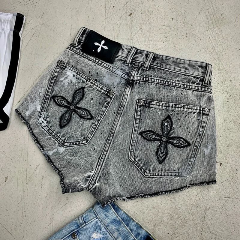 Women's Clothing Flower Hand Painted Ripped Denim Shorts Embroidered Ink High Waist Slim Hot Girl Hot Pants Casual Trend_mkmklike.com