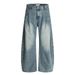 Washed White Denim Jeans Loose Fit Wide Leg Long Men's Punk Street Style Ruched Design Pocket Cargo Pants_mkmklike.com