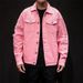 Men's Distressed Embroidered Denim Jacket – Oversized Japanese Streetwear Style (White/Pink/Red/Black, M-5XL)_mkmklike.com