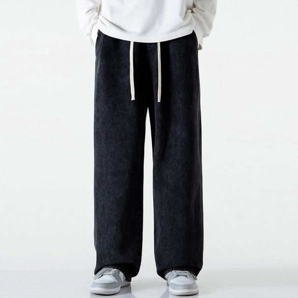 Muqiu Men's Clothing | Autumn And Winter New Xintang Jeans Men's Loose Straight High Street Elastic Waist Casual Wide Leg Pants_mkmklike.com