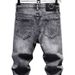 Men's Stretch Skinny Jeans With Printed Design - Slim Fit Denim Pants For Teen Boys, Comfortable & Stylish Casual Wear_mkmklike.com