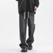 Vintage Washed Straight Leg Denim Pants For Men - Relaxed Fit High Waist Baggy Jeans With Distressed Details_mkmklike.com