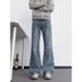 Men's High-Waisted Wide-Leg Jeans Vintage Washed Black Blue Denim Straight Loose Fit Flowy Hem Urban Streetwear Casual Hipster Style_mkmklike.com