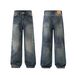 Men's Straight Leg Loose Fit Jeans Vintage Washed American Style Midweight Polyester Long Pants Spring/Summer 2025_mkmklike.com