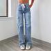 Women's Utility Cargo Jeans With Adjustable Lace-Up Detail & Multiple Pockets - Straight Leg Denim Pants For Casual Streetwear (Dark Blue, Light Blue)_mkmklike.com