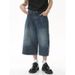Retro Loose Wide Leg Straight Cropped Jeans Men's Design Hot Selling Denim Pants_mkmklike.com