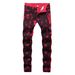 Men's Clothing Digital Personalized Trendy Printed Stretch Denim Casual Pants Slim Fit Trousers_mkmklike.com