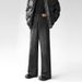 Men's Vintage Loose Fit Straight Leg Jeans - Classic Black Washed Cotton Denim Pants With Distressed Details_mkmklike.com